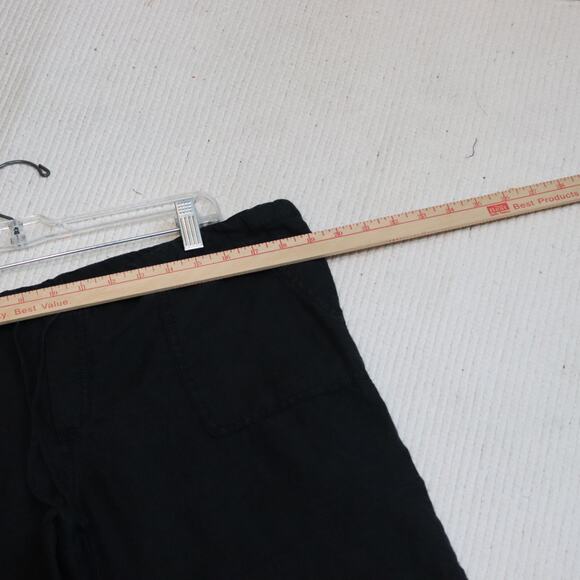 London Jean Black 100% Linen Pants Size 12 | Wide Leg Pull-On Cropped Drawstring - Picture 5 of 6